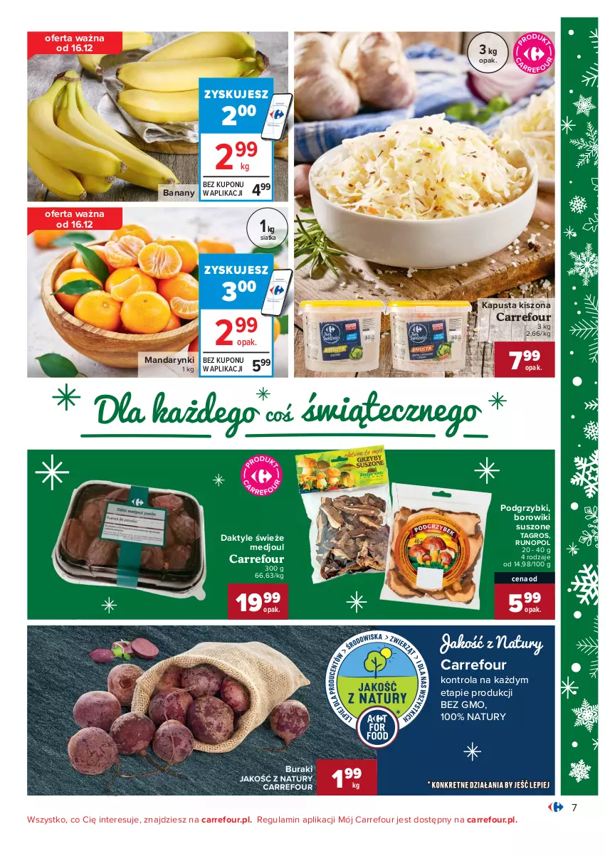 Gazetka promocyjna Carrefour - Gazetka Carrefour - ważna 07.12 do 12.12.2021 - strona 7 - produkty: Banany, Borowiki, Buraki, Daktyle, Mandarynki, Podgrzybki, Siatka