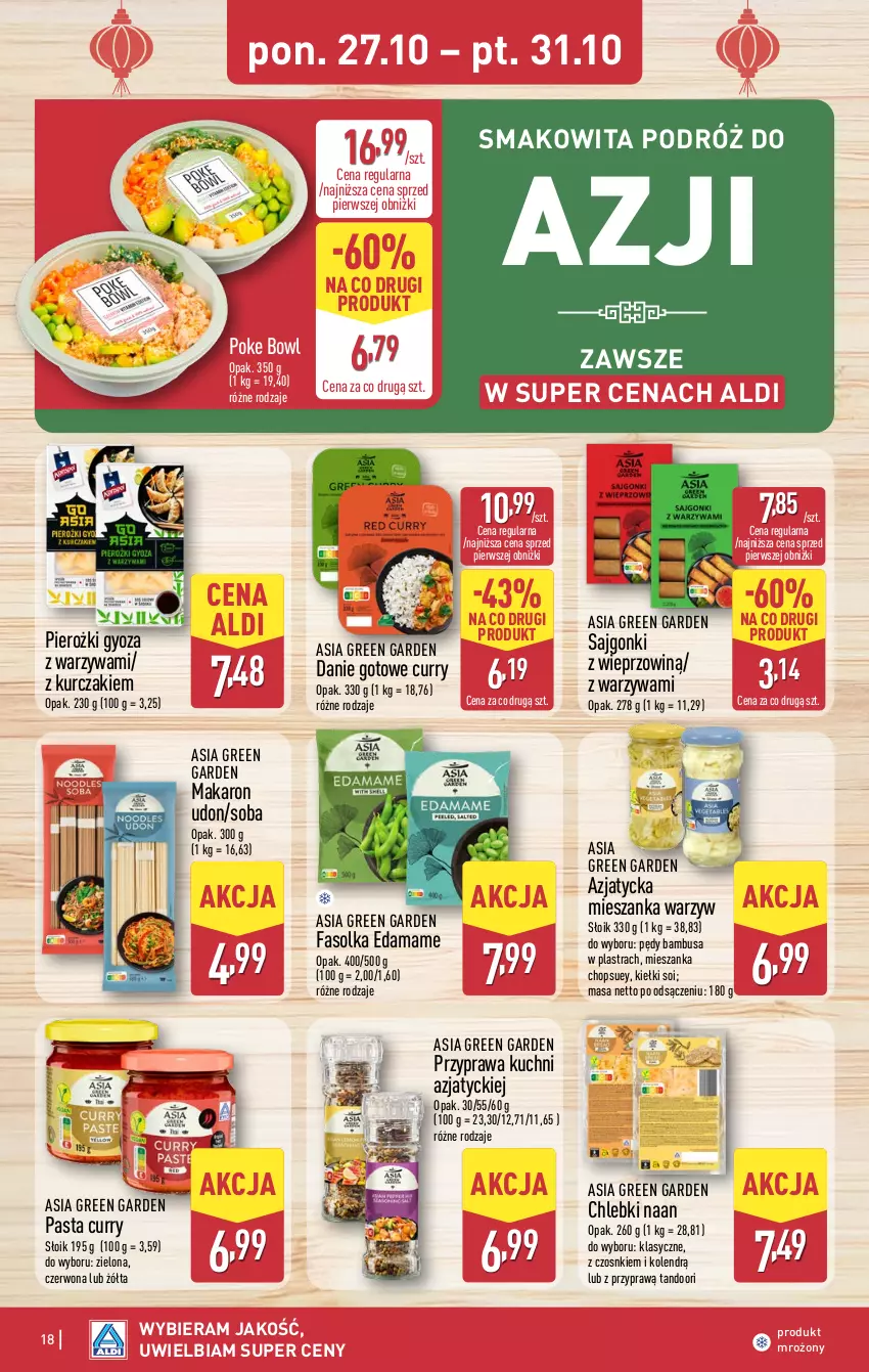 Gazetka promocyjna Aldi - Pełna oferta - ważna 27.10 do 01.11.2025 - strona 18 - produkty: Chleb, Danie gotowe, Edam, Fa, Kiełki, Kurczak, Makaron, Mieszanka warzyw, Pędy bambusa, Sajgonki, Smakowita, Warzywa