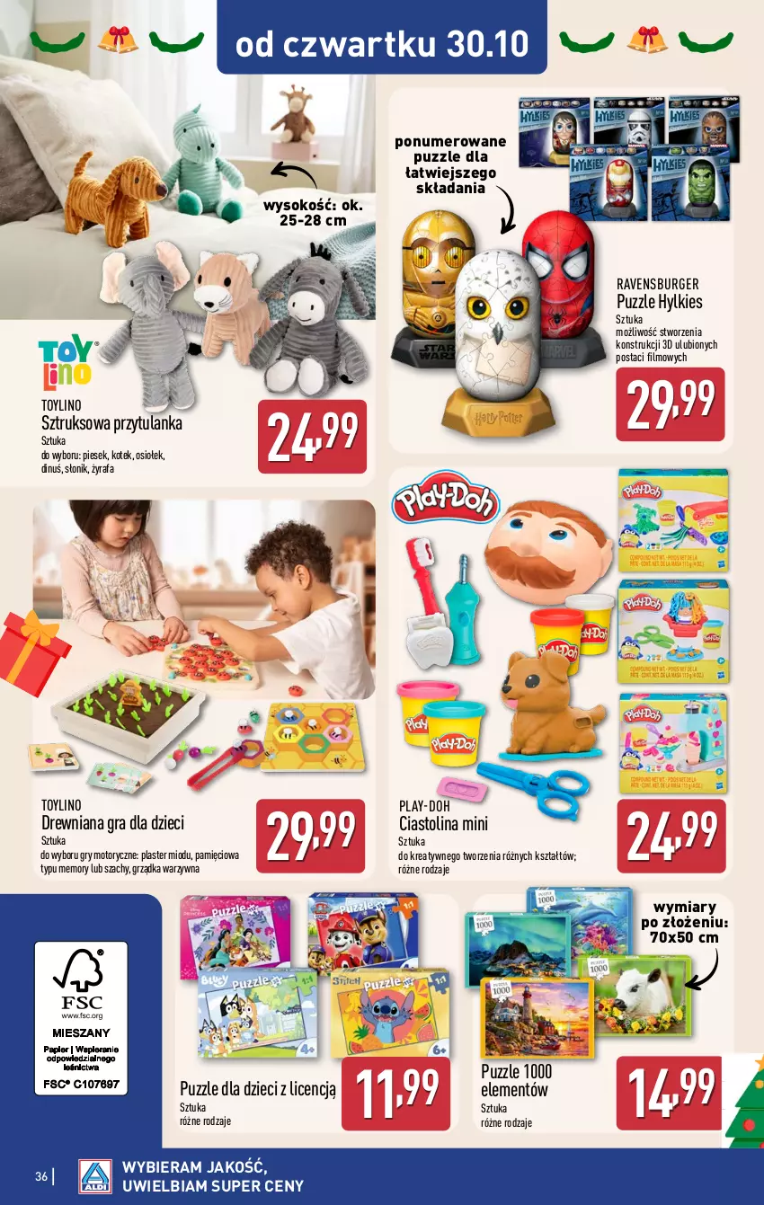Gazetka promocyjna Aldi - Pełna oferta - ważna 27.10 do 01.11.2025 - strona 36 - produkty: Burger, Dzieci, Fa, Gra, Gry, Kotek, Play-Doh, Puzzle, Ravensburger, Sok, Szachy