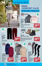 Gazetka promocyjna Aldi - Pełna oferta - Gazetka - ważna od 01.11 do 01.11.2025 - strona 26 - produkty: Sweter, Top, Spodnie sztruksowe, Buty, Kosz, Rajstopy, Wełna, Moda, Spodnie, Sukienka, Fa