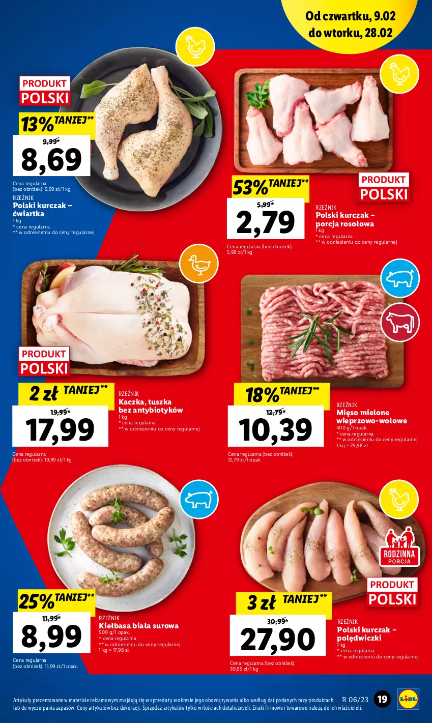 Gazetka promocyjna Lidl - GAZETKA - ważna 09.02 do 11.02.2023 - strona 21 - produkty: Kaczka, Kiełbasa, Kiełbasa biała, Kurczak, Mięso, Mięso mielone, Por, Tusz