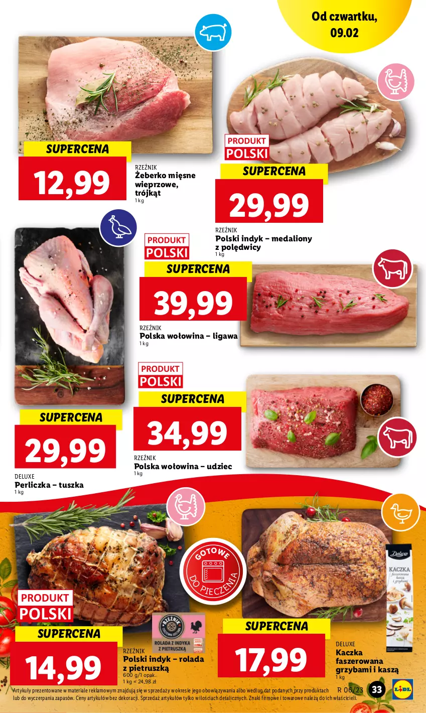 Gazetka promocyjna Lidl - GAZETKA - ważna 09.02 do 11.02.2023 - strona 35 - produkty: Fa, Kaczka, Kaczka faszerowana, Lion, Perliczka, Piec, Rolada, Tusz, Wołowina