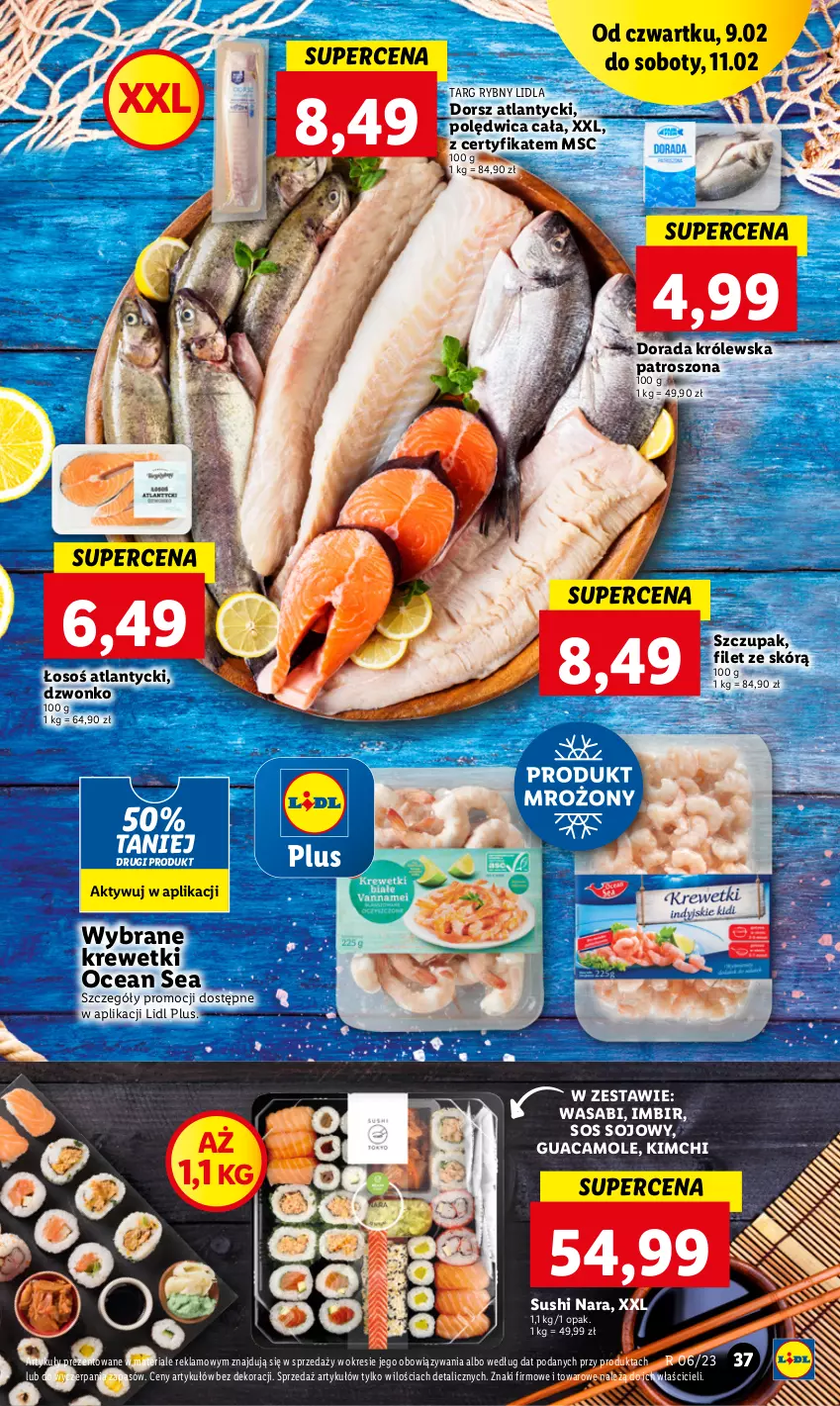 Gazetka promocyjna Lidl - GAZETKA - ważna 09.02 do 11.02.2023 - strona 39 - produkty: Amol, Dorsz, Imbir, Krewetki, Polędwica, Sos, Sos sojowy, Sushi, Wasa, Zupa