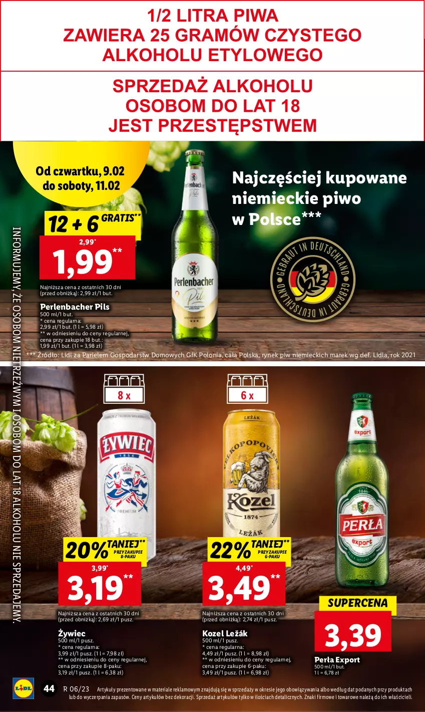 Gazetka promocyjna Lidl - GAZETKA - ważna 09.02 do 11.02.2023 - strona 46 - produkty: Carlsberg, Gra, Heineken, Kasztelan, Kozel, NBA, Perła, Piwo, Por, Tyskie