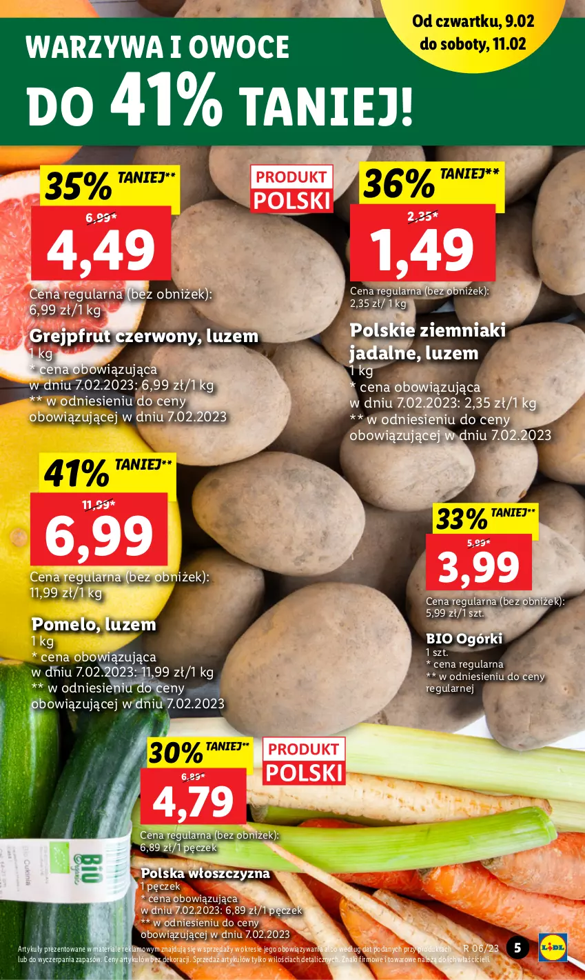 Gazetka promocyjna Lidl - GAZETKA - ważna 09.02 do 11.02.2023 - strona 7 - produkty: Grejpfrut, Owoce, Pomelo, Warzywa, Warzywa i owoce, Ziemniaki