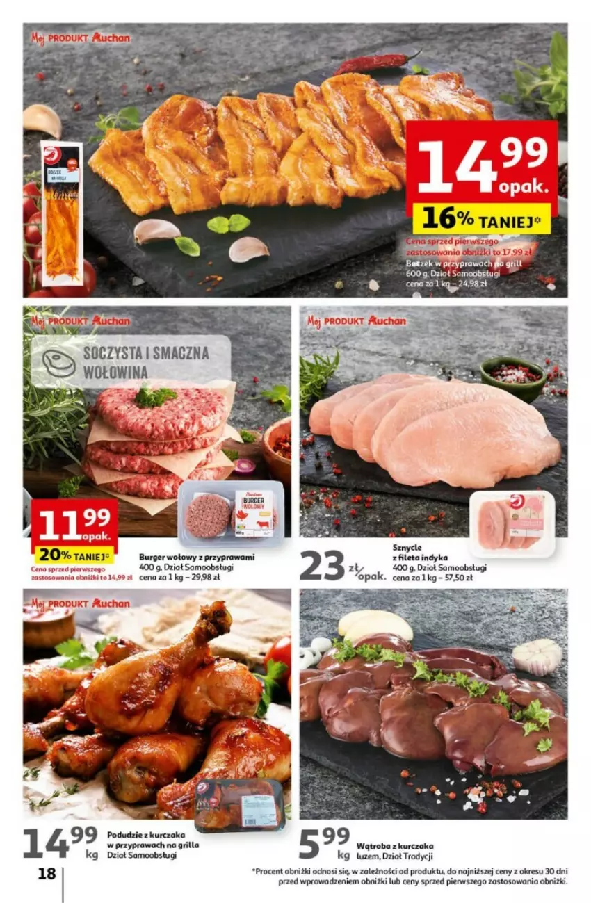 Gazetka promocyjna Auchan - ważna 18.04 do 24.04.2024 - strona 10 - produkty: Burger, Fa, Grill, Kurczak, Podudzie z kurczaka