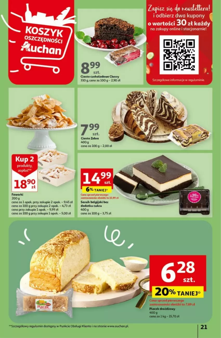 Gazetka promocyjna Auchan - ważna 18.04 do 24.04.2024 - strona 14 - produkty: Ciasto czekoladowe, Fa, Faworki, LG, Ser