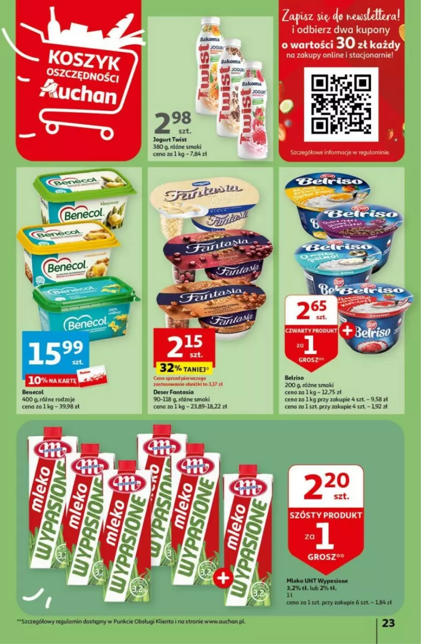 Gazetka promocyjna Auchan - ważna 18.04 do 24.04.2024 - strona 16 - produkty: Belriso, Benecol, Deser, Fa, Fanta, Jogurt, Mleko, Ser