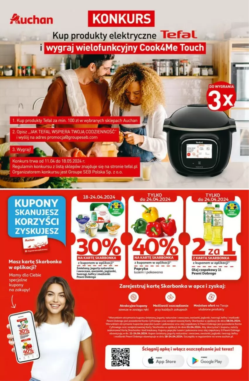 Gazetka promocyjna Auchan - ważna 18.04 do 24.04.2024 - strona 23 - produkty: Kefir, Lanki, Olej, Olej rzepakowy, Papryka