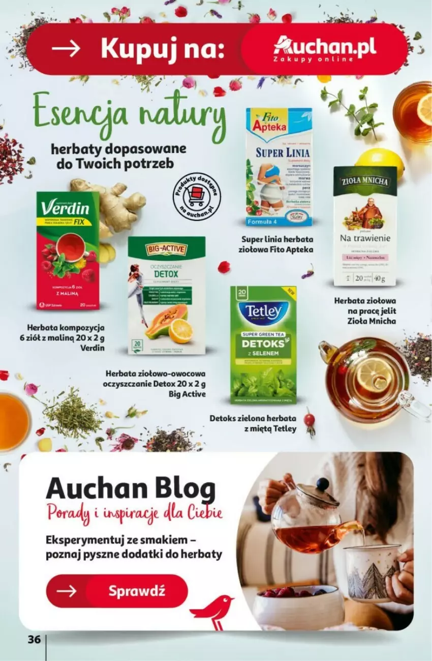 Gazetka promocyjna Auchan - ważna 18.04 do 24.04.2024 - strona 30 - produkty: Apteka, Herbata, Tetley