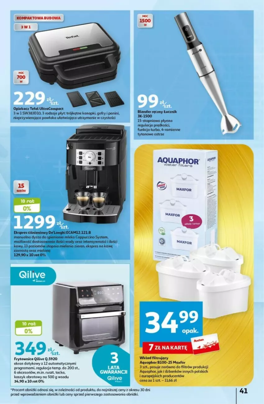 Gazetka promocyjna Auchan - ważna 18.04 do 24.04.2024 - strona 36 - produkty: Aquaphor, Blender, Blender ręczny, Fa, Gofry, Gra, Kosz, Rama, Tefal, Top, Tytan