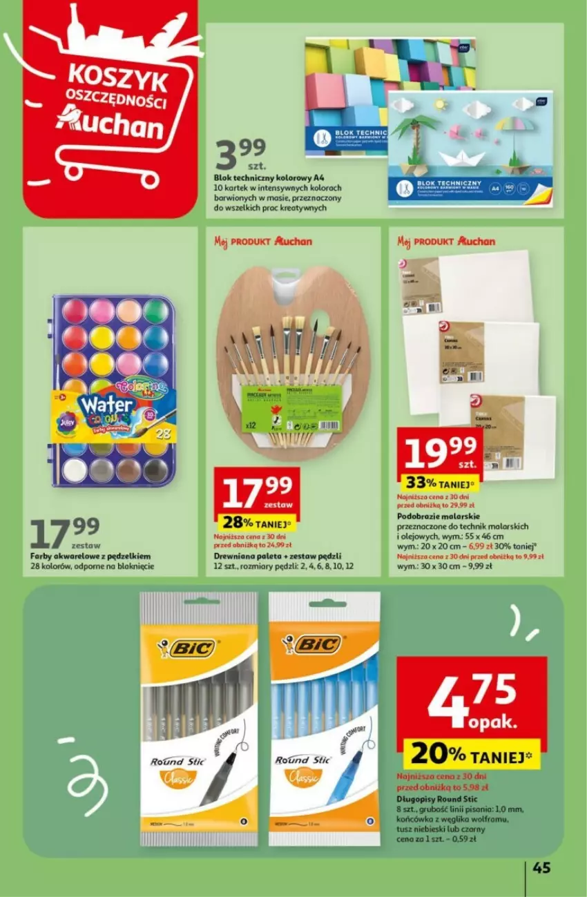 Gazetka promocyjna Auchan - ważna 18.04 do 24.04.2024 - strona 40 - produkty: Długopis, Fa, Obraz, Olej, Paleta, Por, Tusz, Zestaw pędzli