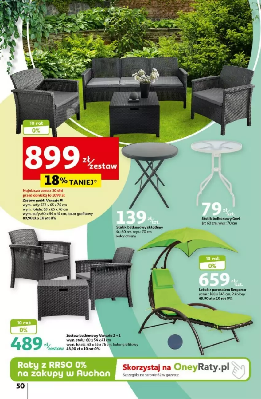 Gazetka promocyjna Auchan - ważna 18.04 do 24.04.2024 - strona 46 - produkty: Fotel, Gra, Parasol, Puf, Stolik