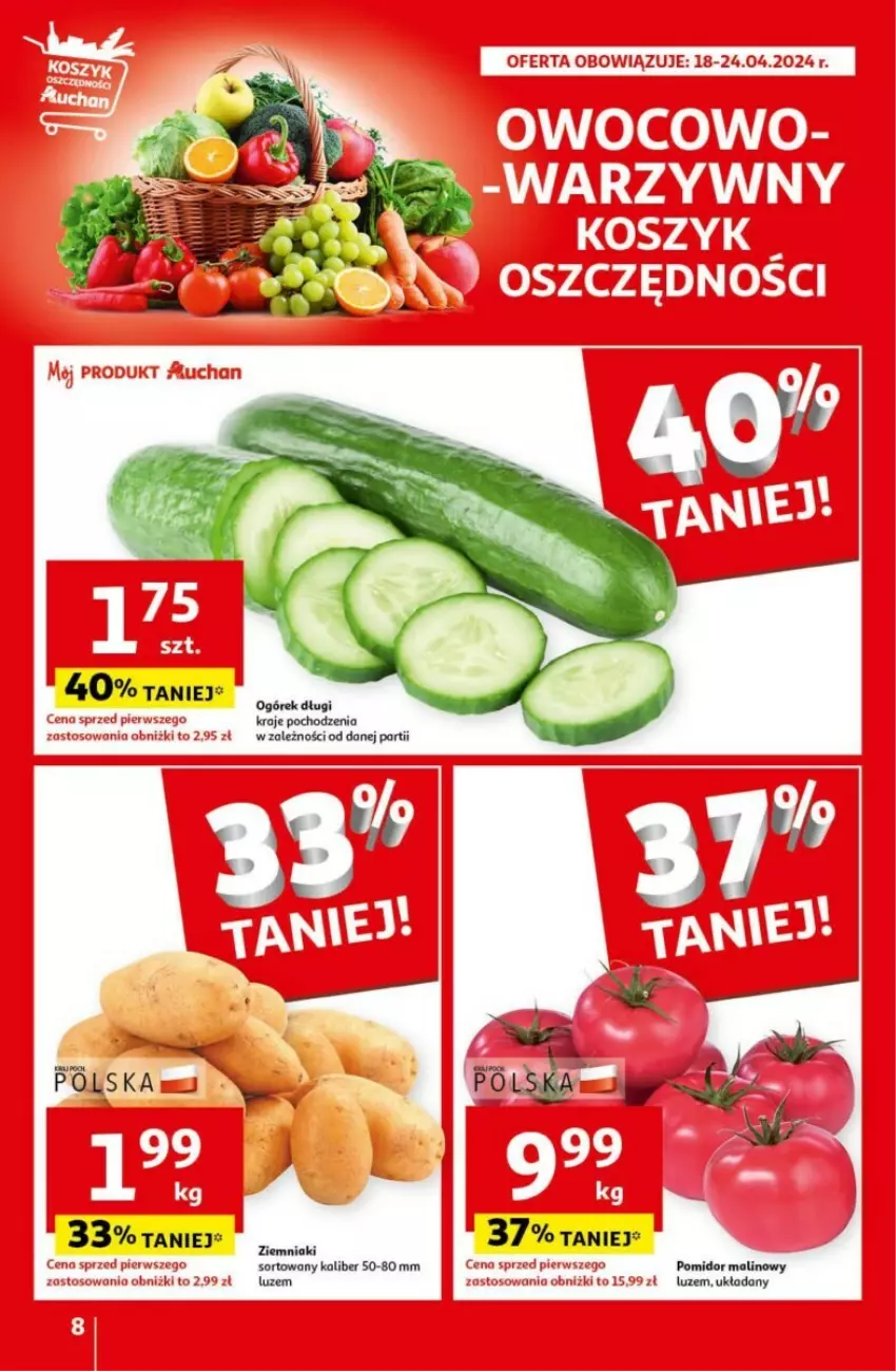 Gazetka promocyjna Auchan - ważna 18.04 do 24.04.2024 - strona 61 - produkty: Pomidor malinowy, Ziemniaki