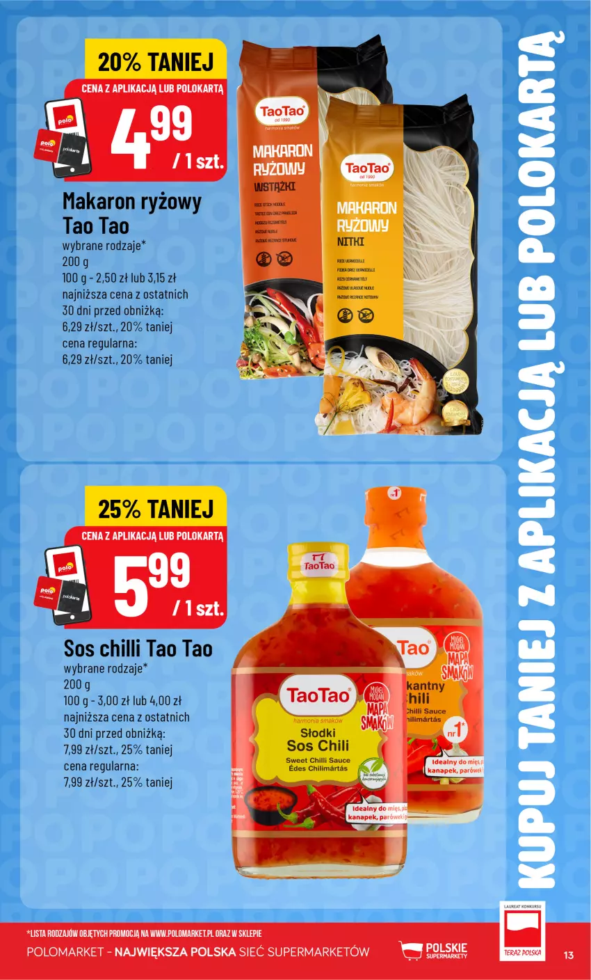 Gazetka promocyjna PoloMarket - Katalog Kupuj taniej z POLOappką - ważna 19.08 do 25.08.2026 - strona 13 - produkty: Laur, Makaron, Sos, Sos chilli, TaoTao