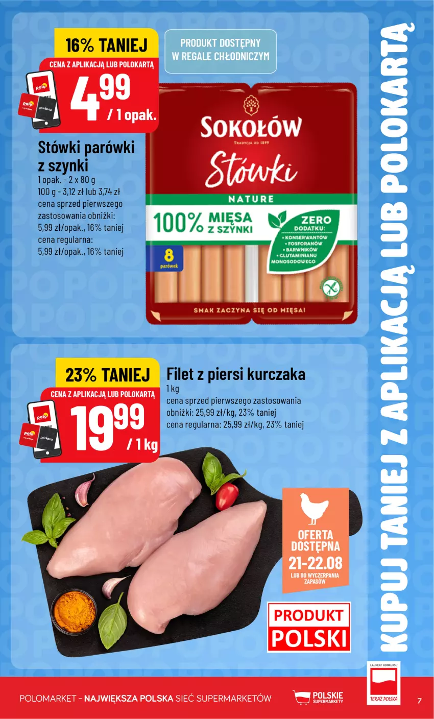 Gazetka promocyjna PoloMarket - Katalog Kupuj taniej z POLOappką - ważna 19.08 do 25.08.2026 - strona 7 - produkty: Filet z piersi kurczaka, Kurczak, Laur, Parówki, Parówki z szynki