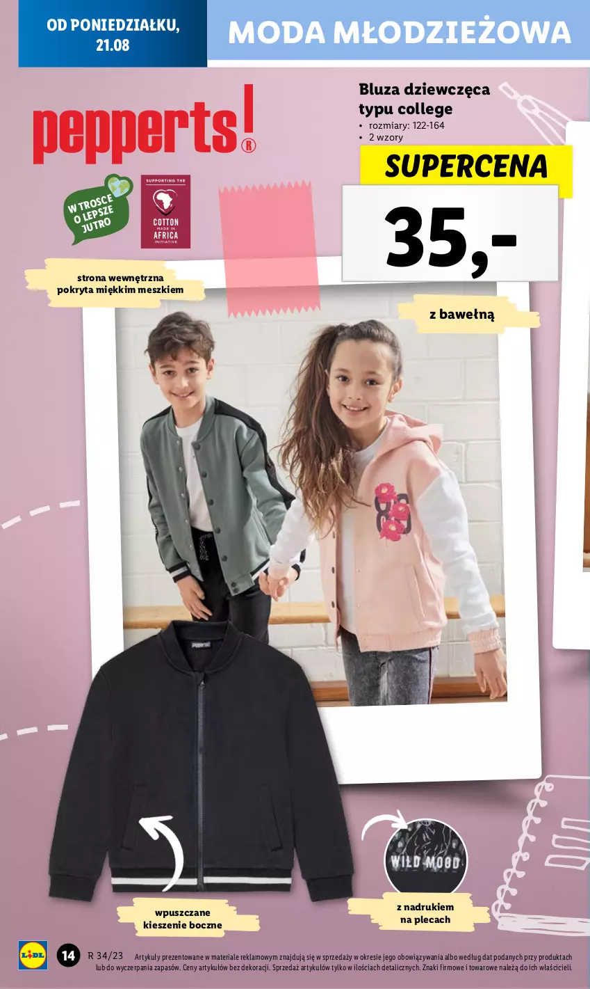 Gazetka promocyjna Lidl - GAZETKA - ważna 21.08 do 27.08.2023 - strona 14 - produkty: Bluza, Moda