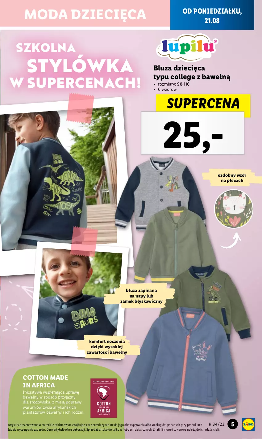 Gazetka promocyjna Lidl - GAZETKA - ważna 21.08 do 27.08.2023 - strona 5 - produkty: Bluza, Dzieci, Moda, Sok