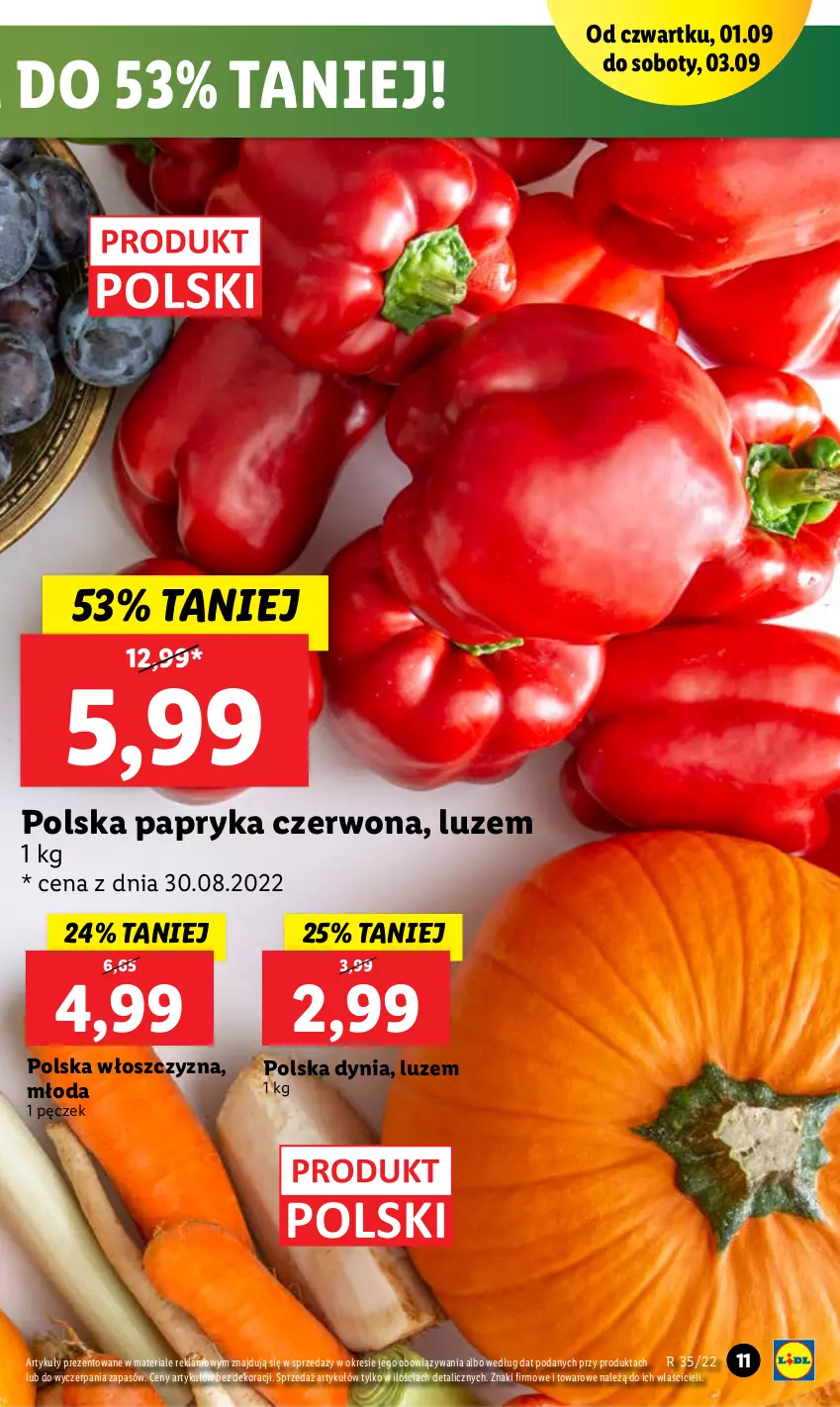 Gazetka promocyjna Lidl - GAZETKA - ważna 01.09 do 03.09.2022 - strona 11 - produkty: Papryka, Papryka czerwona
