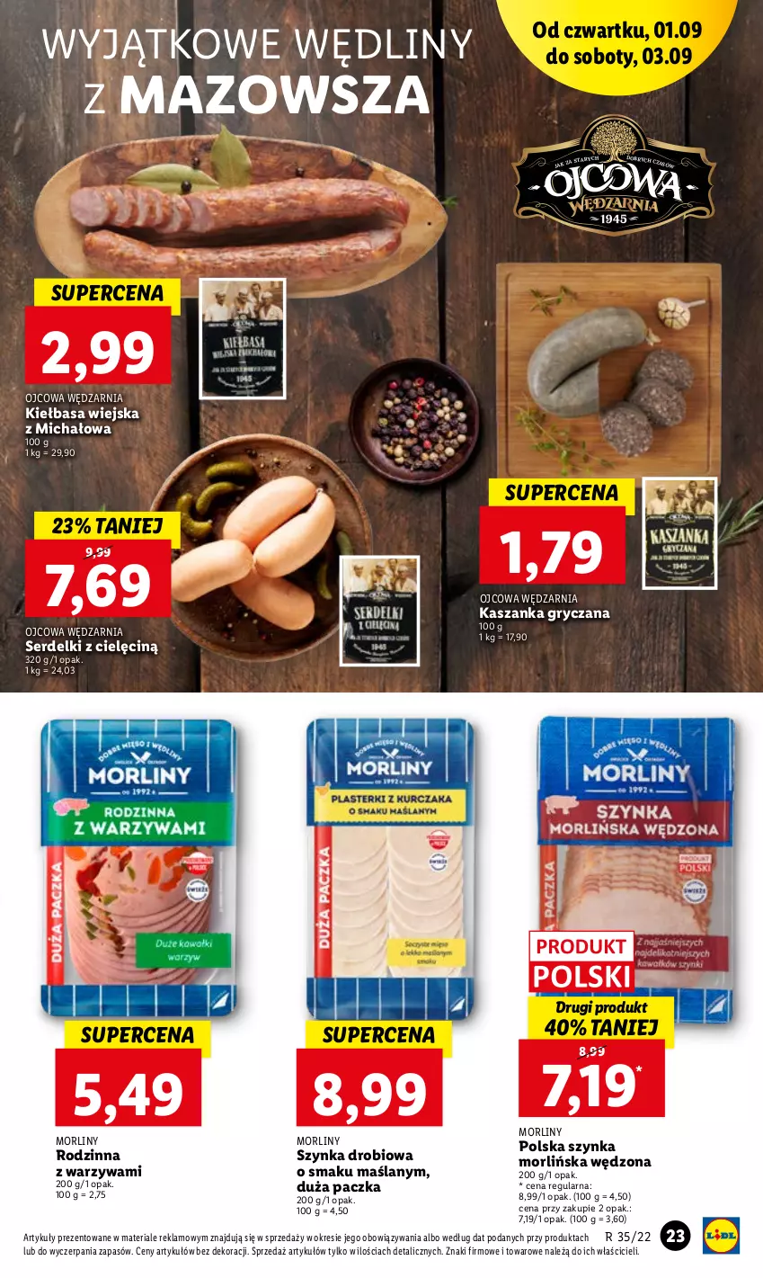 Gazetka promocyjna Lidl - GAZETKA - ważna 01.09 do 03.09.2022 - strona 23 - produkty: Gry, Kasza, Kaszanka, Kiełbasa, Kiełbasa wiejska, Morliny, Ser, Serdelki, Szynka, Warzywa