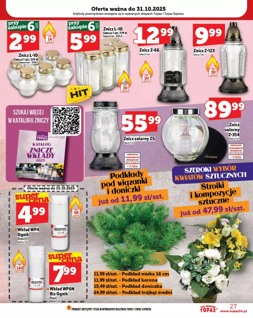 Gazetka promocyjna Topaz - Gazetka - ważna 09.10 do 15.10.2025 - strona 27 - produkty: Fa, Miska, Podkład, Ryż, Top, Znicz