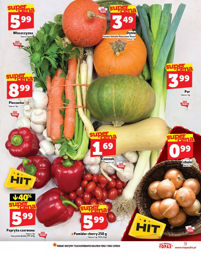 Gazetka promocyjna Topaz - Gazetka - ważna 09.10 do 15.10.2025 - strona 9 - produkty: Makaron, Mus, Papryka, Papryka czerwona, Piec, Pieczarka, Por, Top