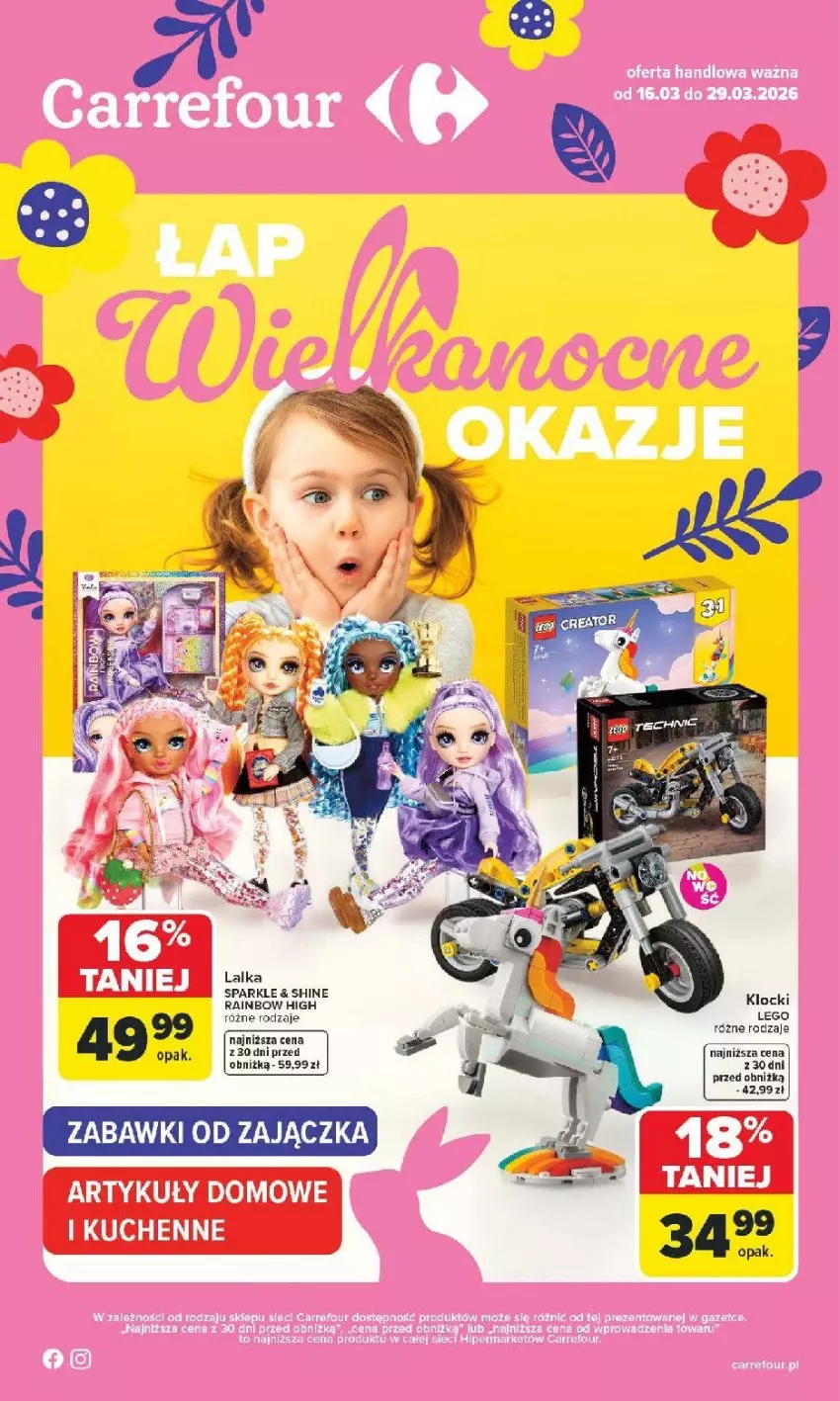 Gazetka promocyjna Carrefour - Gazetka Łap Wielkanocne okazje od poniedziałku! - ważna 16.03 do 29.03.2026 - strona 1 - produkty: Klocki, Lalka, LEGO, Ser
