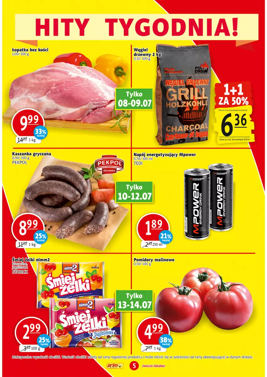 Gazetka promocyjna Prim Market - Gazetka - ważna 08.07 do 14.07.2021 - strona 5 - produkty: Gry, Jogurt, Kasza, Kaszanka, Napój, Nimm2, Pekpol, Pomidory, Rower, Top