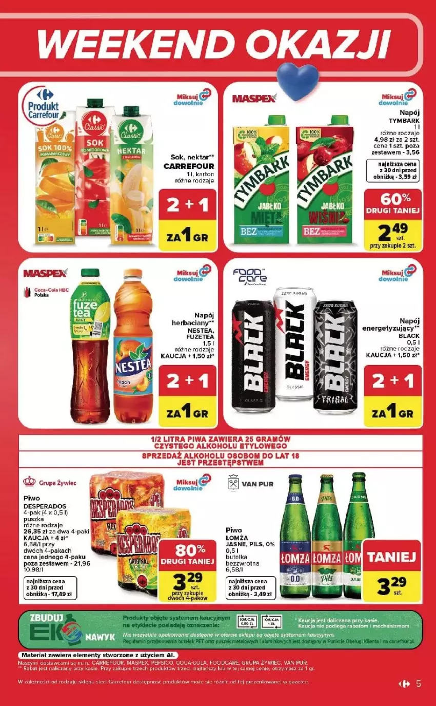 Gazetka promocyjna Carrefour - Gazetka Carrefour, Market w SUMIE od czwartku WEEKND OKAZJI - ważna 24.09 do 26.09.2026 - strona 5 - produkty: Desperados, Gra, Lack, Napój, Nektar, Nestea, Olej, Piwa, Piwo, Pur, Ser, Sok