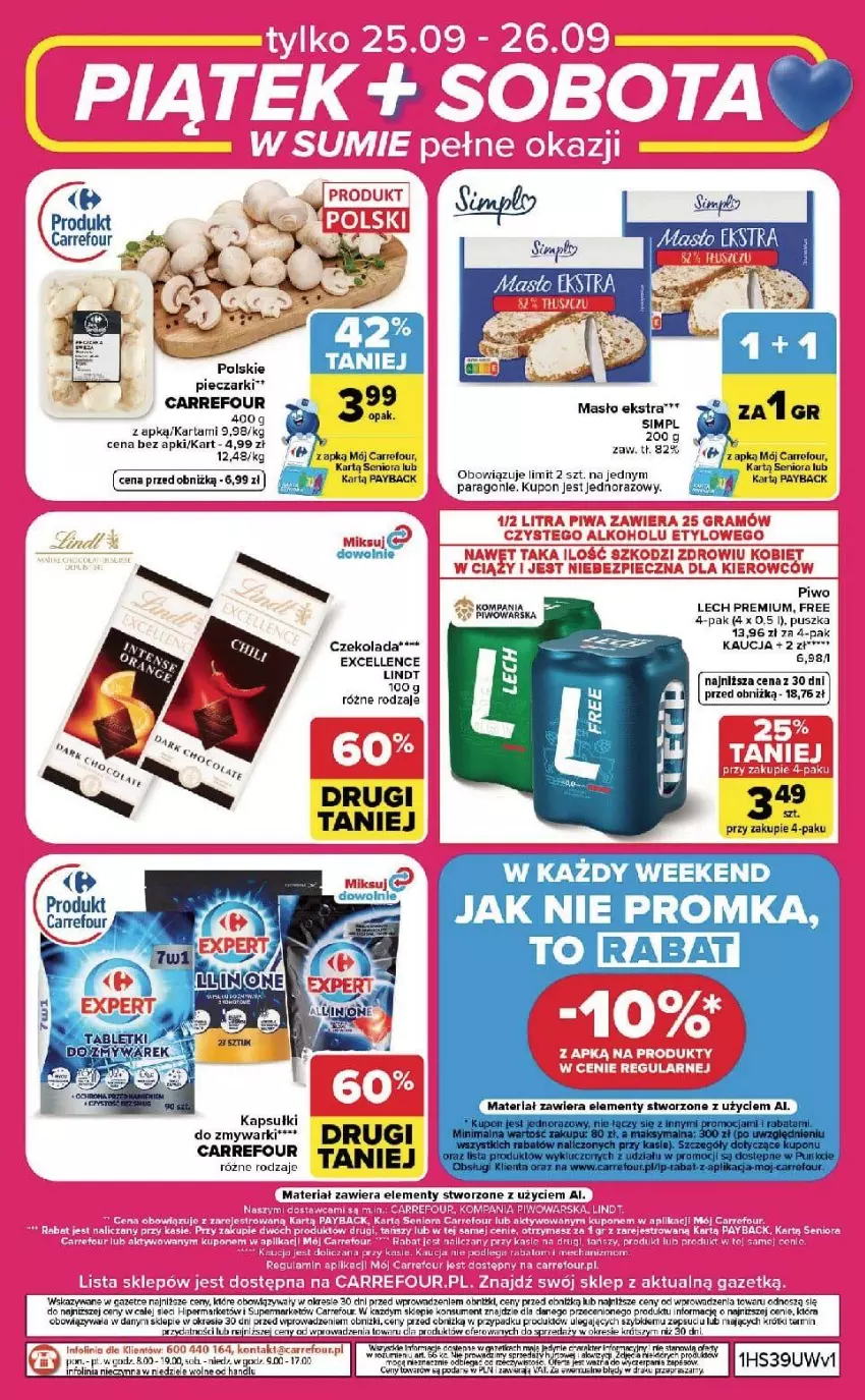 Gazetka promocyjna Carrefour - Gazetka Carrefour, Market w SUMIE od czwartku WEEKND OKAZJI - ważna 24.09 do 26.09.2026 - strona 8 - produkty: Czekolada, Fa, Gra, Lech Premium, Masło, Piec, Piwa, Piwo, Por, Szal, Zmywarki