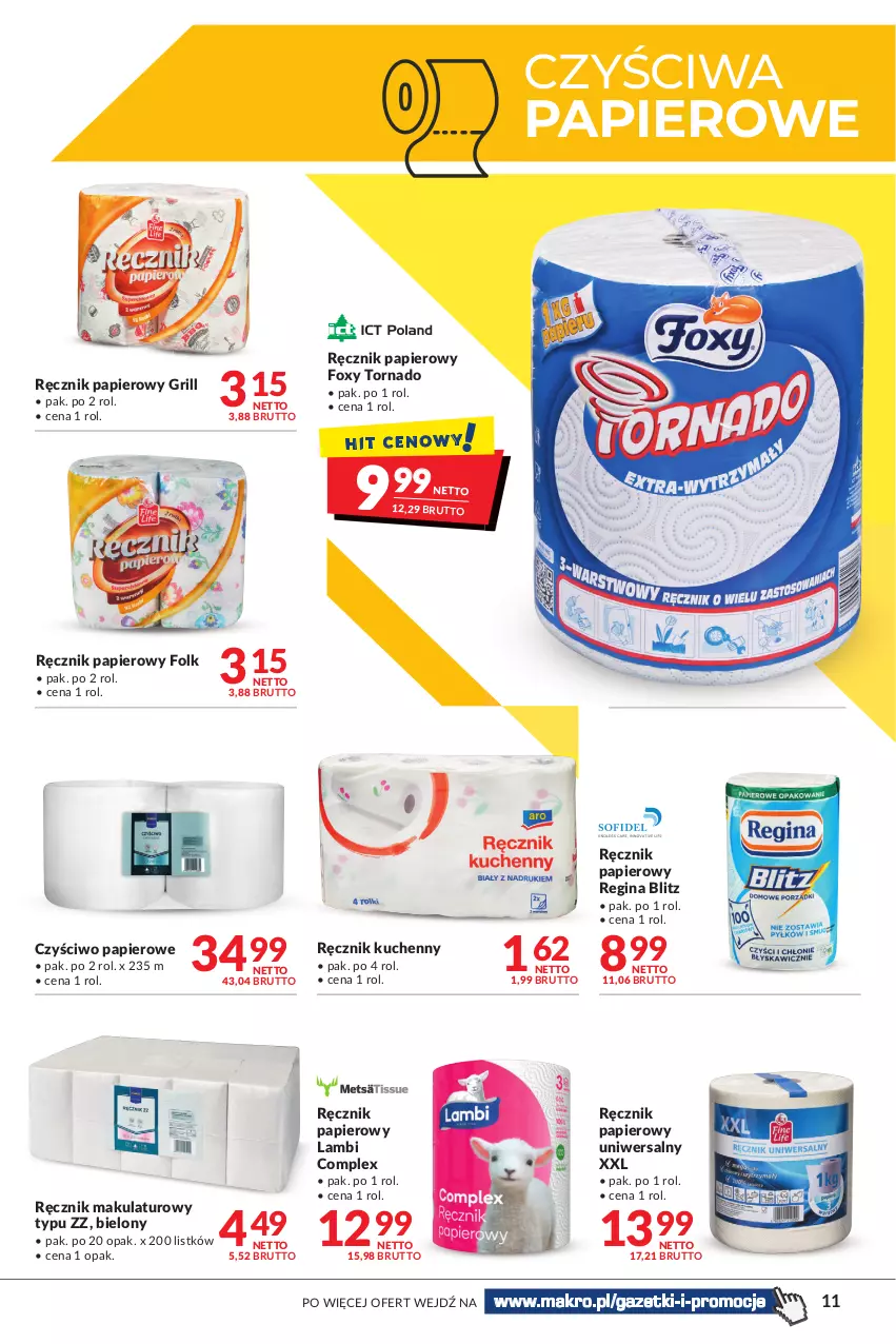 Gazetka promocyjna Makro - [Oferta Specjalna] Czysty dom - ważna 31.05 do 13.06.2022 - strona 11 - produkty: Czyściwo papierowe, Foxy, Gin, Grill, Papier, Ręcznik, Ręcznik kuchenny