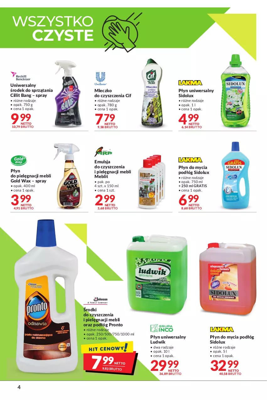 Gazetka promocyjna Makro - [Oferta Specjalna] Czysty dom - ważna 31.05 do 13.06.2022 - strona 4 - produkty: Cif, Cillit Bang, Emulsja, Gra, Ludwik, Mleczko, Płyn do mycia, Płyn do mycia podłóg, Pronto, Sidolux