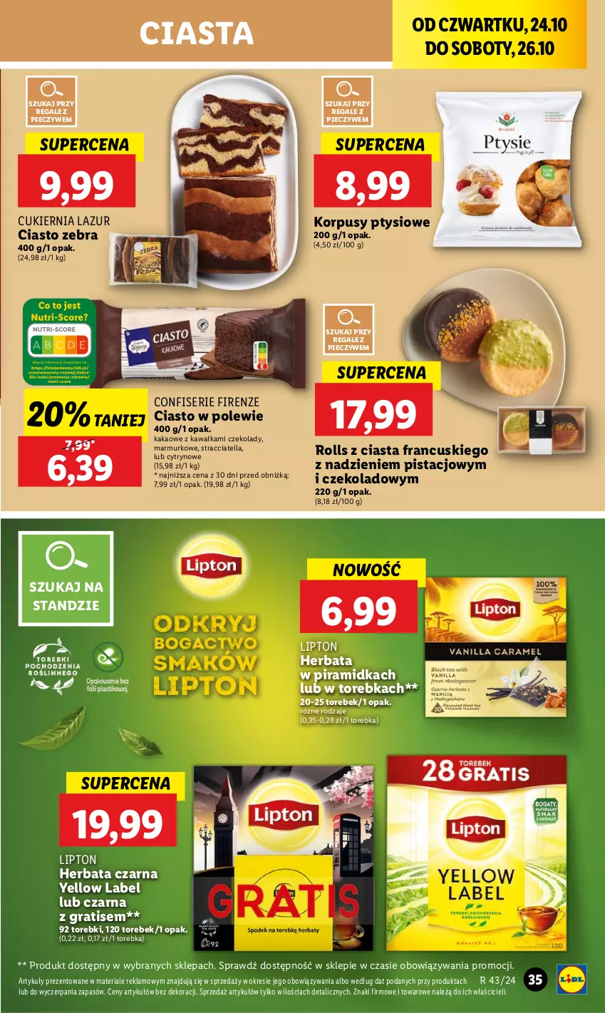 Gazetka promocyjna Lidl - GAZETKA - ważna 24.10 do 26.10.2024 - strona 41 - produkty: Cukier, Gra, Herbata, Herbata czarna, Kakao, Kawa, Korpusy, Lazur, Lipton, Piec, Ser, Torebka