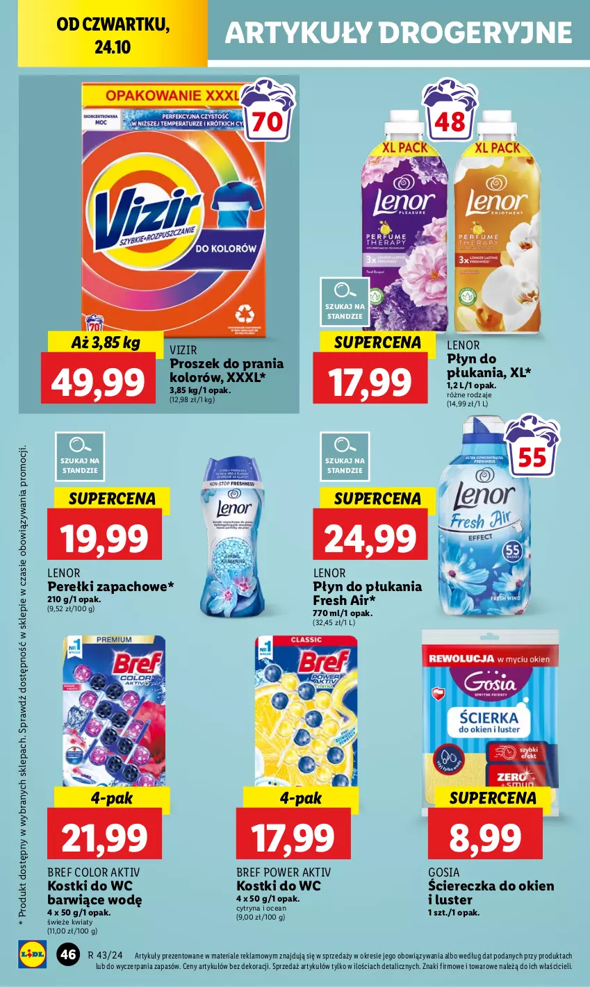 Gazetka promocyjna Lidl - GAZETKA - ważna 24.10 do 26.10.2024 - strona 54 - produkty: Bref, Lenor, Perełki zapachowe, Płyn do płukania, Proszek do prania, Vizir