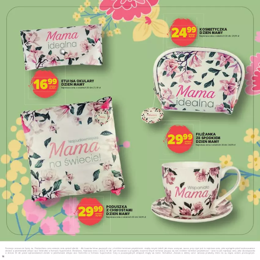 Gazetka promocyjna Stokrotka - Dzień matki i dziecka - ważna 22.05 do 04.06.2025 - strona 18 - produkty: Filiżanka, Kosmetyczka, Mięso, Owoce, Poduszka, Warzywa