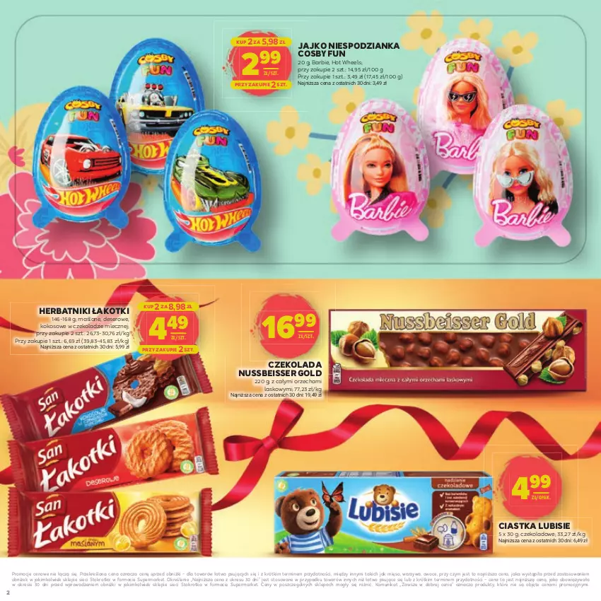 Gazetka promocyjna Stokrotka - Dzień matki i dziecka - ważna 22.05 do 04.06.2025 - strona 2 - produkty: Barbie, Ciastka, Czekolada, Deser, Herbatniki, Hot Wheels, Kokos, Lubisie, Mięso, Owoce, Ser, Warzywa