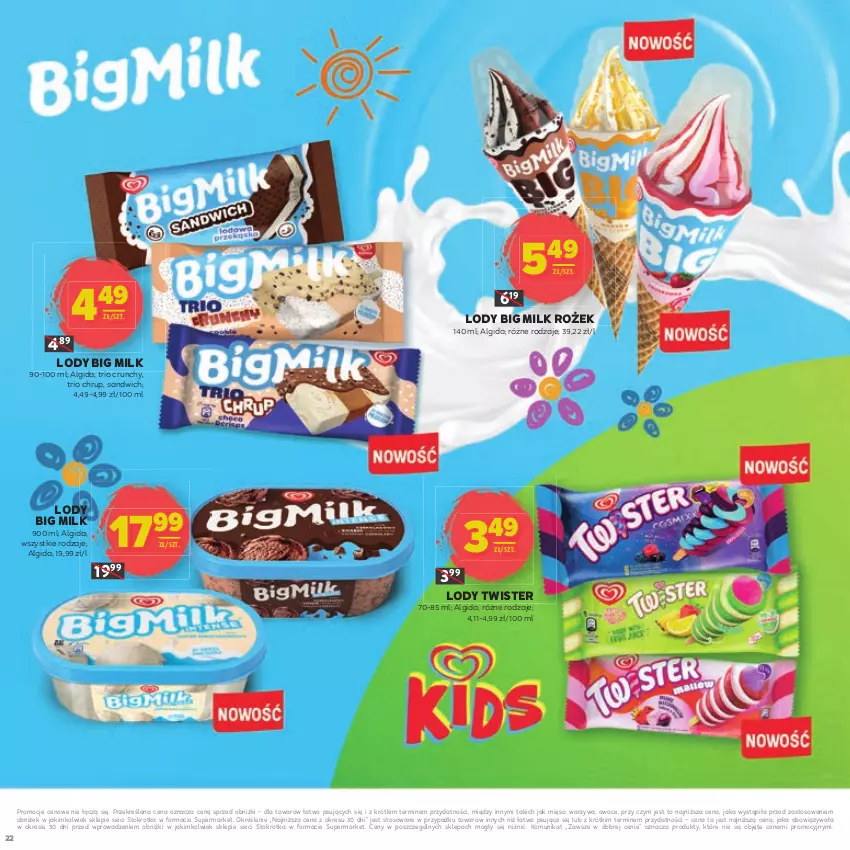 Gazetka promocyjna Stokrotka - Dzień matki i dziecka - ważna 22.05 do 04.06.2025 - strona 22 - produkty: Algida, Big Milk, LG, Lody, Mięso, Owoce, Warzywa