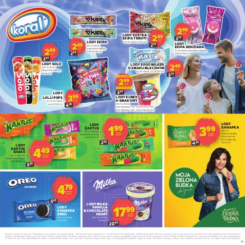 Gazetka promocyjna Stokrotka - Dzień matki i dziecka - ważna 22.05 do 04.06.2025 - strona 23 - produkty: Kaktus, Kubek, Lody, Mięso, Milka, Nestlé, Oreo, Owoce, Warzywa, Zielona Budka
