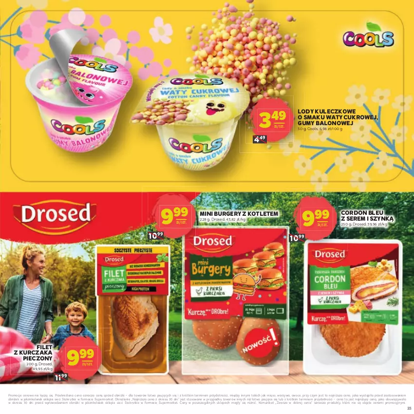 Gazetka promocyjna Stokrotka - Dzień matki i dziecka - ważna 22.05 do 04.06.2025 - strona 25 - produkty: Burger, Cordon Bleu, Kotlet, Kurczak, Lody, Mięso, Owoce, Piec, Ser, Warzywa