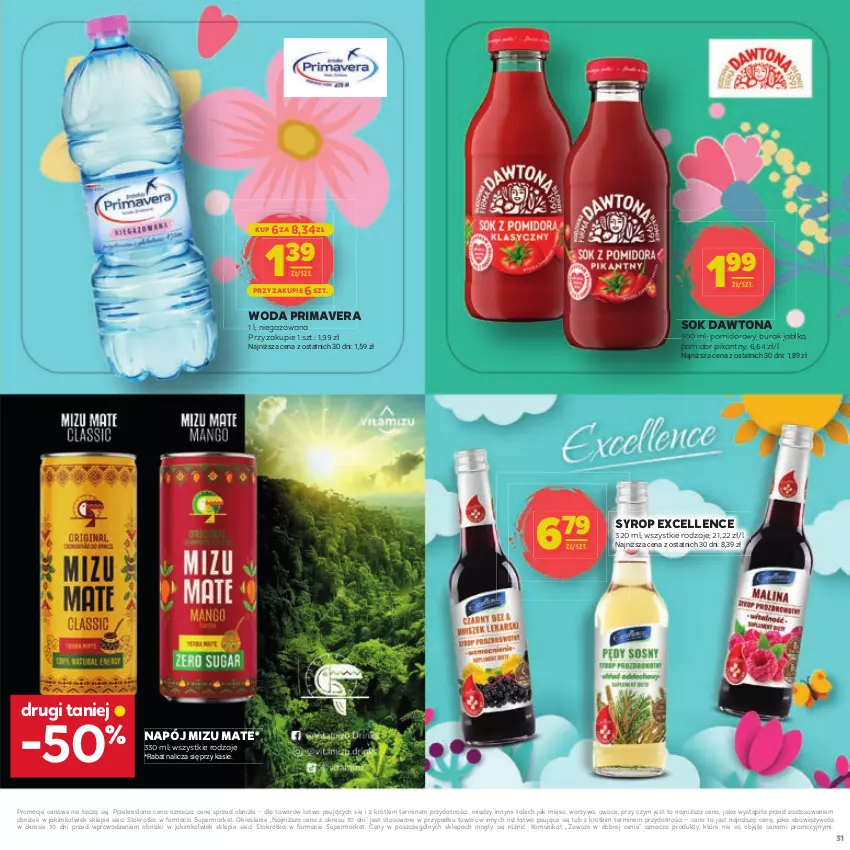 Gazetka promocyjna Stokrotka - Dzień matki i dziecka - ważna 22.05 do 04.06.2025 - strona 31 - produkty: Dawtona, Mięso, Napój, Owoce, Prima, Primavera, Sok, Syrop, Warzywa, Woda