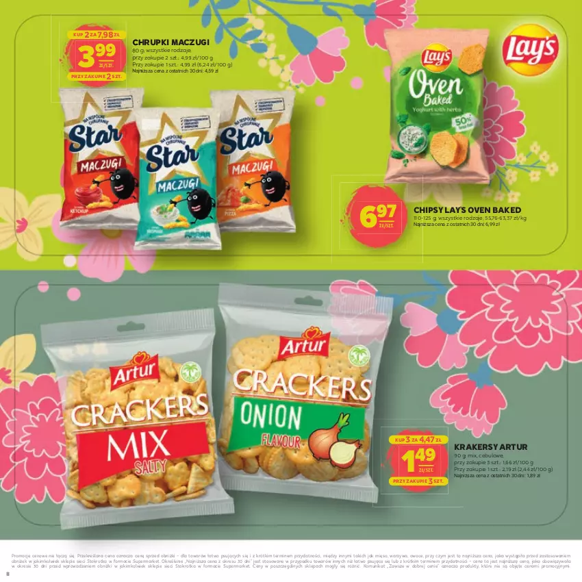 Gazetka promocyjna Stokrotka - Dzień matki i dziecka - ważna 22.05 do 04.06.2025 - strona 8 - produkty: Artur, Chipsy, Chrupki, Krakersy, Lay’s, Mięso, Owoce, Warzywa