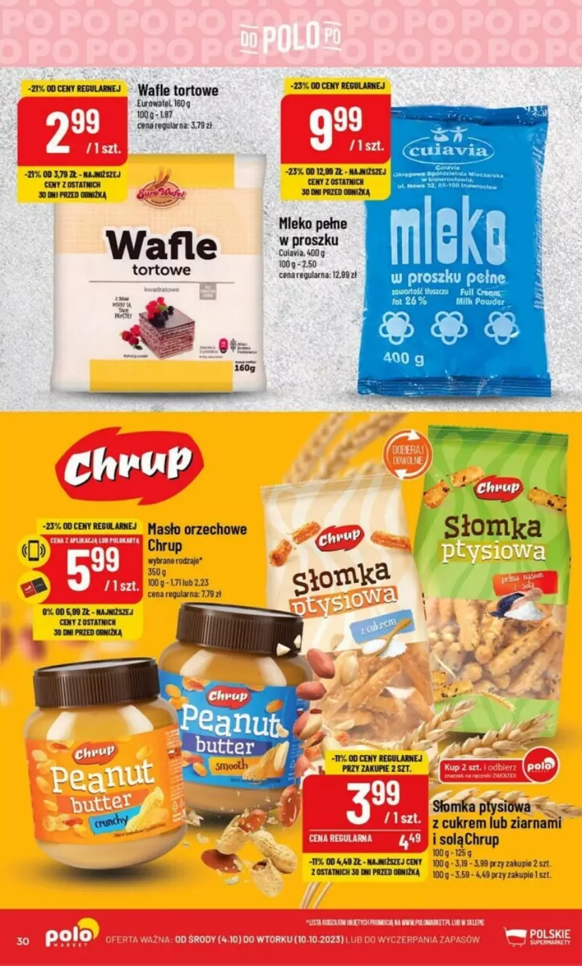 Gazetka promocyjna PoloMarket - ważna 04.10 do 10.10.2023 - strona 24 - produkty: Masło, Masło orzechowe, Mleko, Wafle, Wafle tortowe
