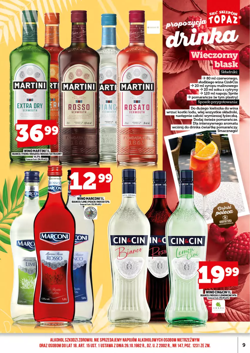 Gazetka promocyjna Topaz - Gazetka - ważna 01.07 do 16.07.2026 - strona 11 - produkty: Cytryny, Gin, Inka, Martini, Pomarańcze, Sok, Sprite, Syrop, Vermouth, Wino