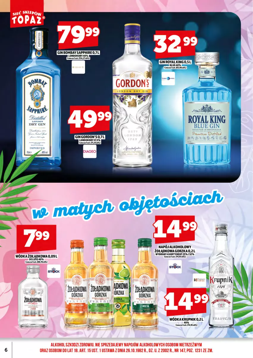 Gazetka promocyjna Topaz - Gazetka - ważna 01.07 do 16.07.2026 - strona 8 - produkty: Gin, Gordon's, Gra, Klej, Krupnik, Napój, Por, Top, Wódka