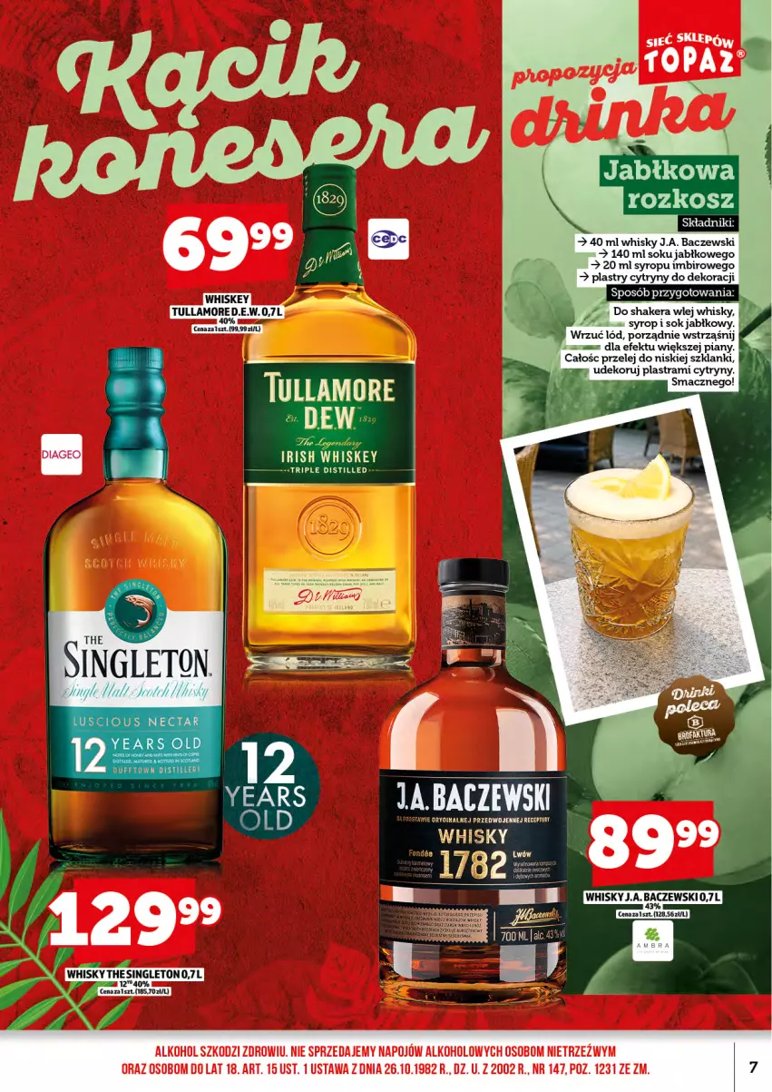 Gazetka promocyjna Topaz - Gazetka - ważna 01.07 do 16.07.2026 - strona 9 - produkty: Cytryny, Gin, Imbir, Lanki, LEGO, Por, Sok, Sok jabłkowy, Syrop, Whiskey, Whisky