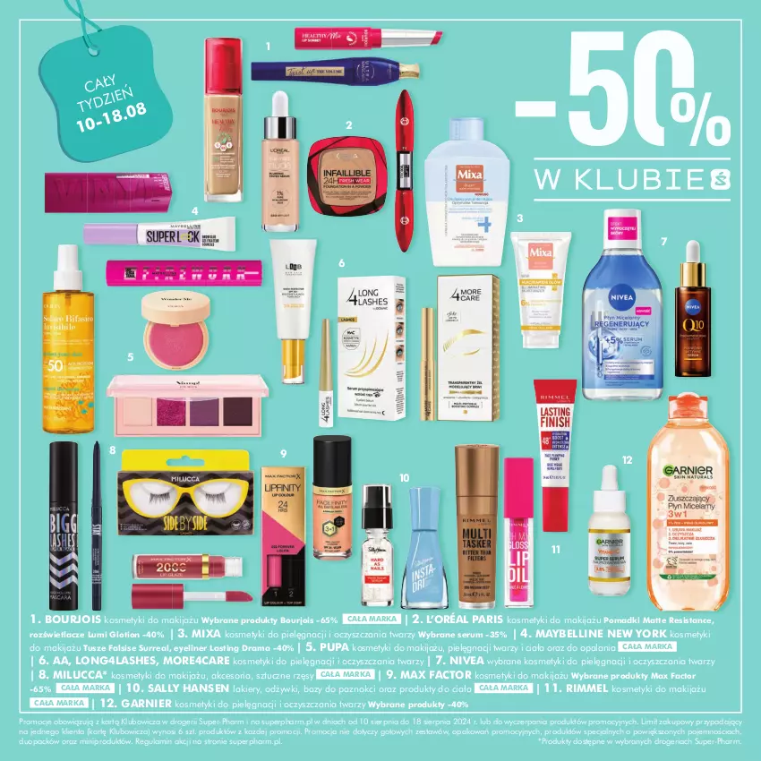 Gazetka promocyjna Super Pharm - ważna 10.08 do 18.08.2024 - strona 5 - produkty: Bell, Bourjois, Fa, Garnier, Kosmetyki do pielęgnacji, L’Oréal, Lakier, Makijaż, Max Factor, Maybelline, Mixa, Nivea, Pupa, Rama, Rozświetlacz, Rum, Sally Hansen, Ser, Serum, Sztuczne rzęsy, Tusz