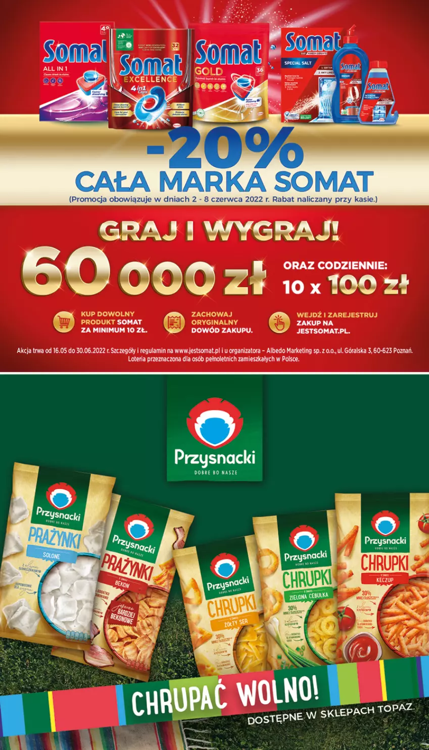 Gazetka promocyjna Topaz - Gazetka - ważna 02.06 do 08.06.2022 - strona 13 - produkty: Gin, Gra, O nas, Przysnacki, Somat