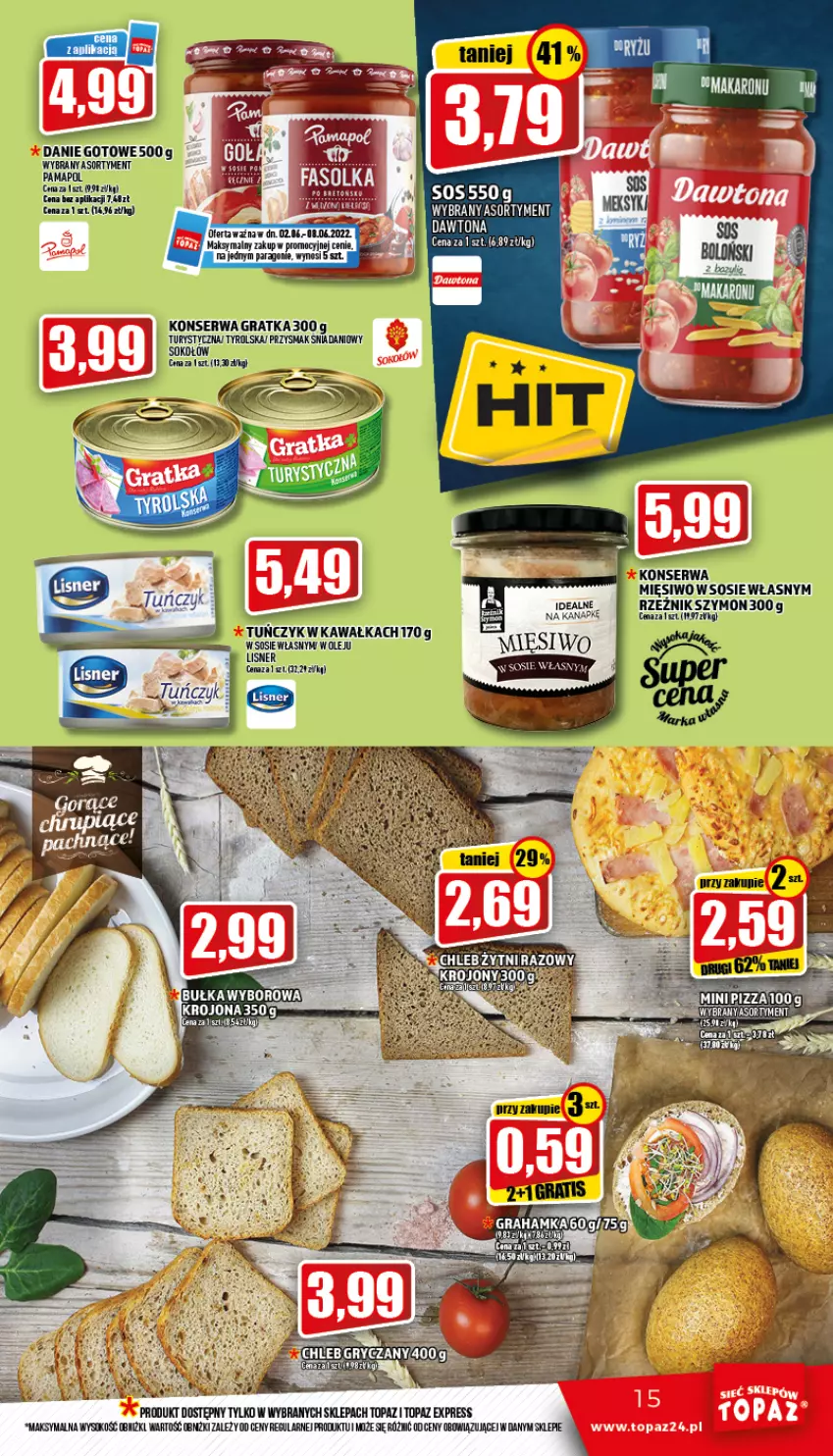 Gazetka promocyjna Topaz - Gazetka - ważna 02.06 do 08.06.2022 - strona 15 - produkty: Danie gotowe, Danio, Gra, Kawa, Lisner, Olej, Ser, Sok, Sokołów, Sos, Top