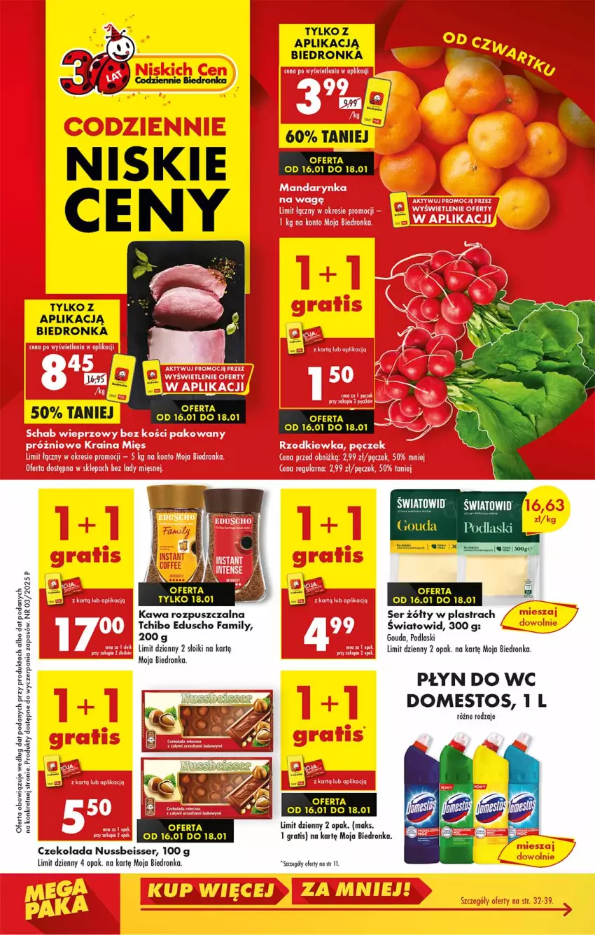 Gazetka promocyjna Biedronka - Od Czwartku - ważna 16.01 do 22.01.2025 - strona 1 - produkty: Gouda, Mus, Rzodkiewka, Schab wieprzowy