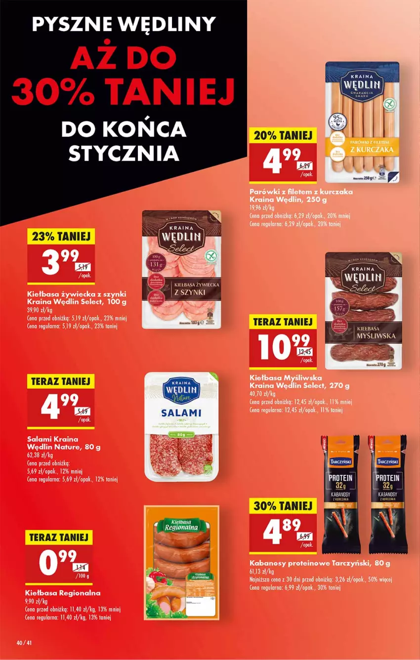 Gazetka promocyjna Biedronka - Od Czwartku - ważna 16.01 do 22.01.2025 - strona 40 - produkty: Kabanos, Kiełbasa, Parówki, Por, Salami, Tarczyński, Tera